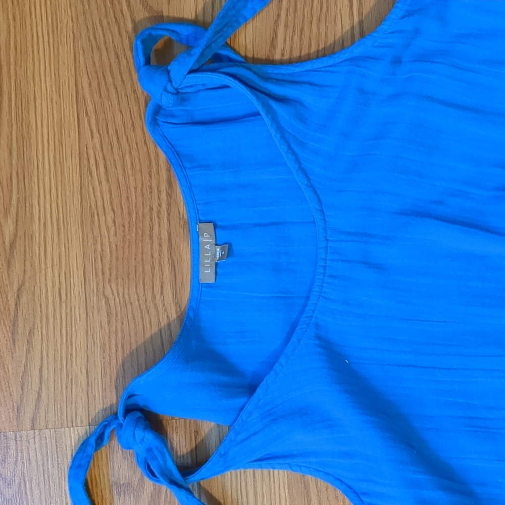 Lilla P 100% Double Gauze Tie Strap Peplum Dress - Picture 4 of 6